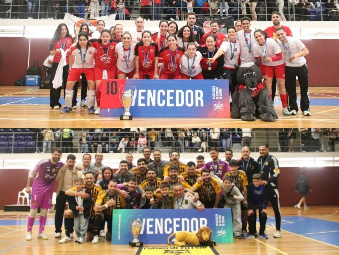 Lusitânia de Lourosa FC e CCDR Covão do Lobo levantam Taças Distritais